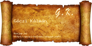 Géczi Kálmán névjegykártya